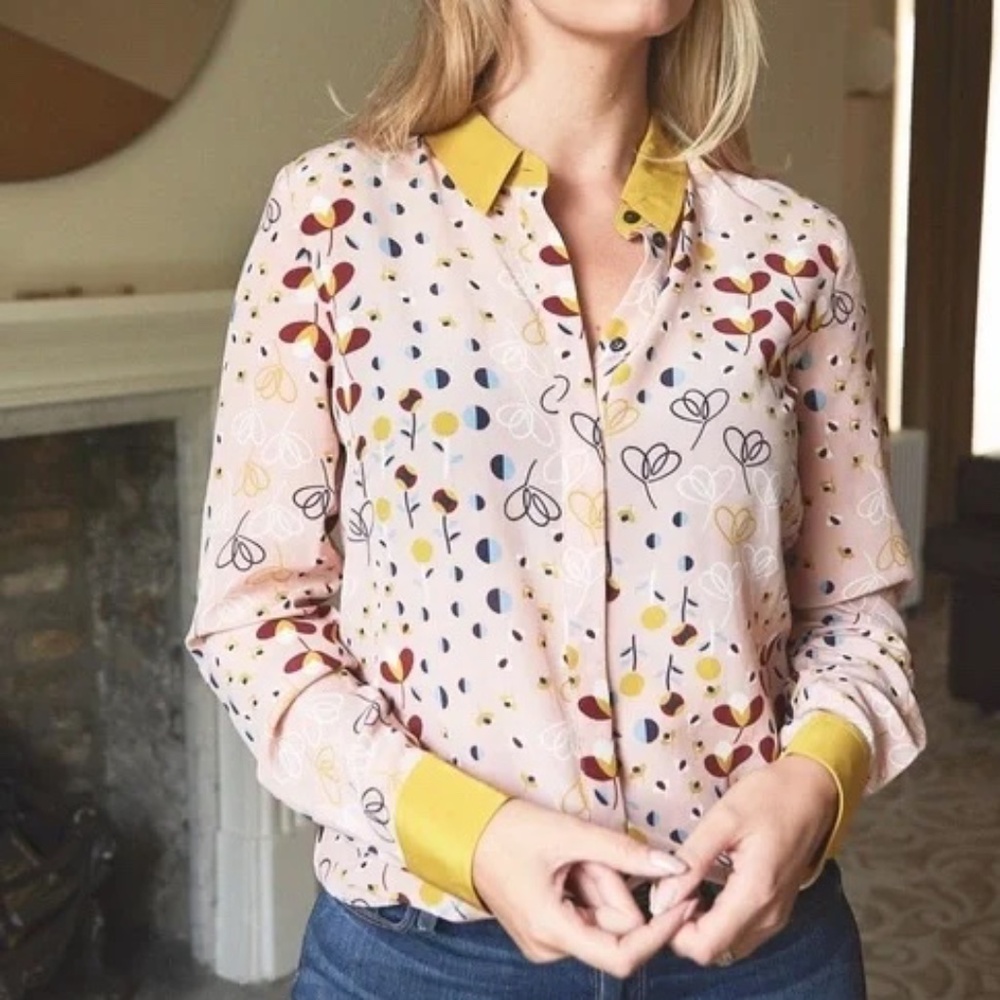 Boden The Silk Shirt in Milkshake Meadow NWT Sz 2